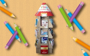 Création du design d'une PLV en forme de crayon - Claudine Defeuillet, graphiste designer, pour COCO and Co