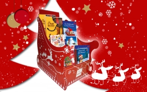 Création du design pour une PLV en forme de traineau de Noël - Claudine Defeuillet, graphiste designer, pour COCO and Co