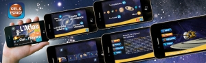 Création du webdesign pour l'appli L'Atlas Plus Le ciel et l'espace - Claudine Defeuillet, graphiste designer, pour COCO and Co